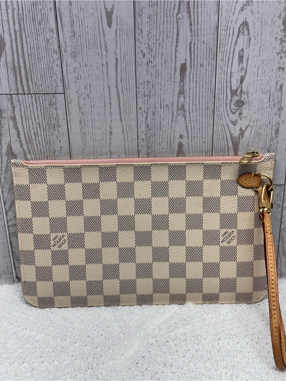 Louis Vuitton Damier Azur Canvas Wristlet Pink Ballerina